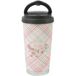 Modern Plaid & Floral Stainless Steel Coffee Tumbler (Personalized)