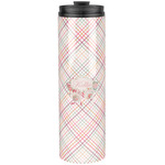 Modern Plaid & Floral Stainless Steel Skinny Tumbler - 20 oz (Personalized)