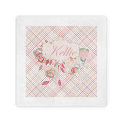 Modern Plaid & Floral Cocktail Napkins (Personalized)