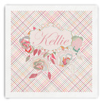Modern Plaid & Floral Paper Dinner Napkins (Personalized)