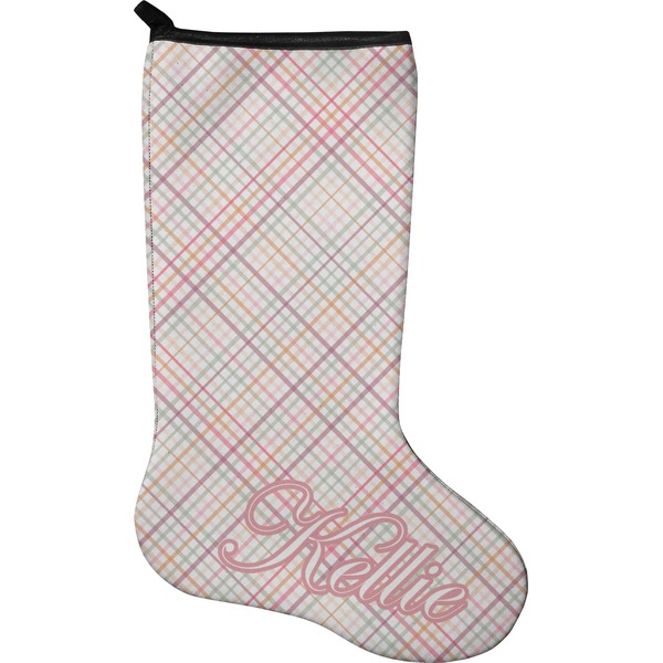 Custom Modern Plaid & Floral Holiday Stocking - Neoprene (Personalized)