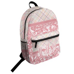 Modern Plaid & Floral Student Backpack (Personalized)