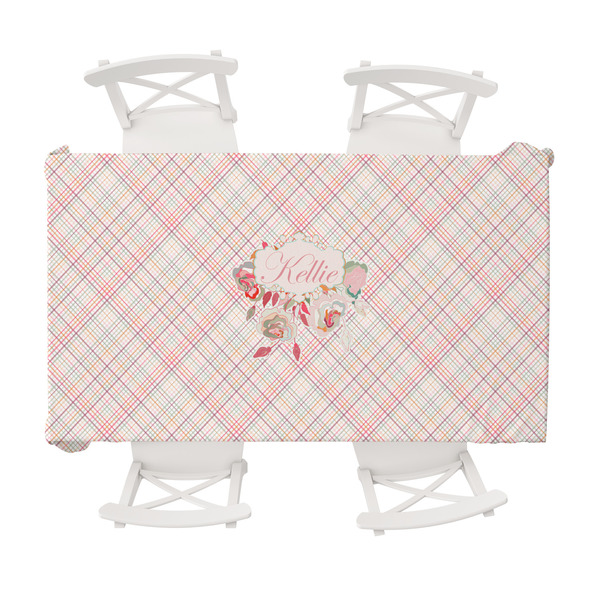 Custom Modern Plaid & Floral Tablecloth - 58"x102" (Personalized)