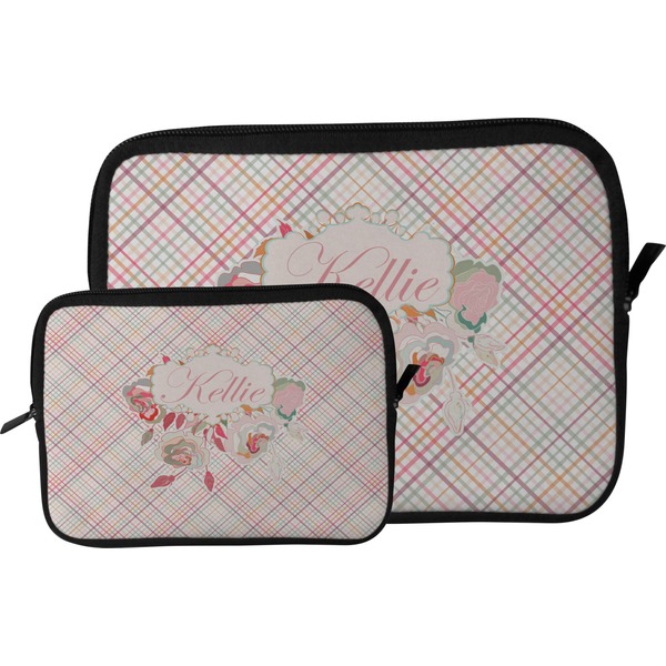 Modern Plaid & Floral Tablet Sleeve (Size Comparison)