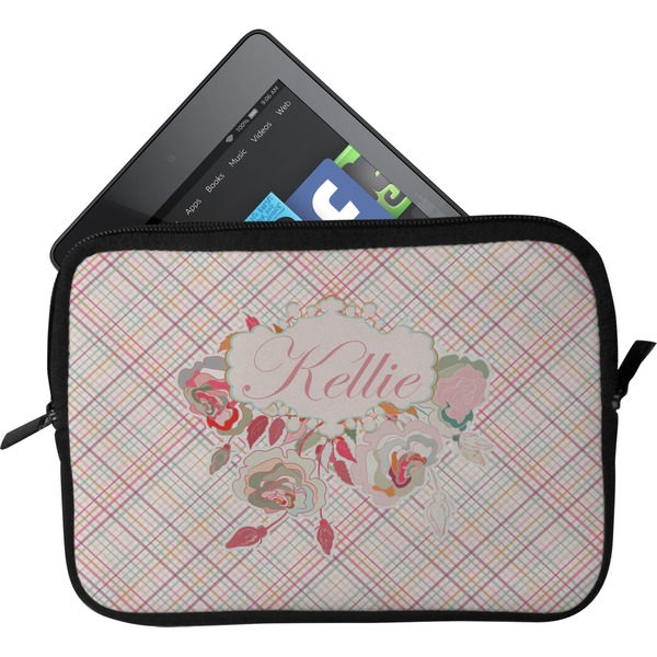 Custom Modern Plaid & Floral Tablet Case / Sleeve (Personalized)