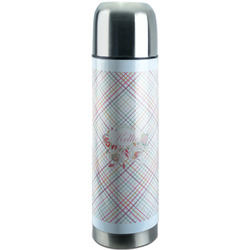 Modern Plaid & Floral Stainless Steel Thermos (Personalized)
