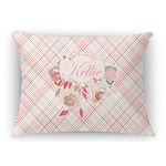 Modern Plaid & Floral Rectangular Throw Pillow Case (Personalized)
