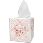 Modern Plaid & Floral Tissue Box Cover (Personalized)