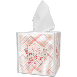 Modern Plaid & Floral Tissue Box Cover (Personalized)