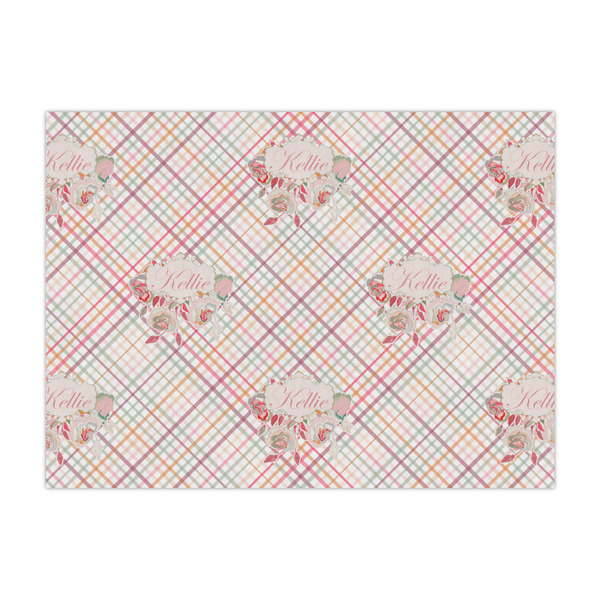 Custom Modern Plaid & Floral Tissue Paper Sheets - Large - Heavyweight (Personalized)