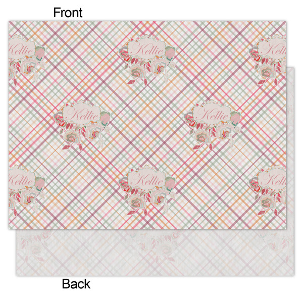 Modern Plaid & Floral Tissue Paper - Heavyweight - Medium - Front & Back