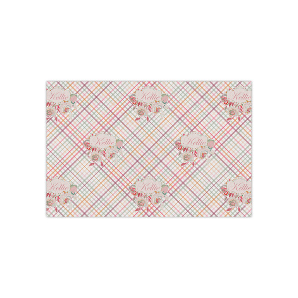 Custom Modern Plaid & Floral Small Tissue Papers Sheets - Heavyweight (Personalized)