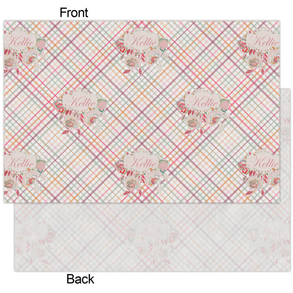 Modern Plaid & Floral Tissue Paper - Heavyweight - XL - Front & Back
