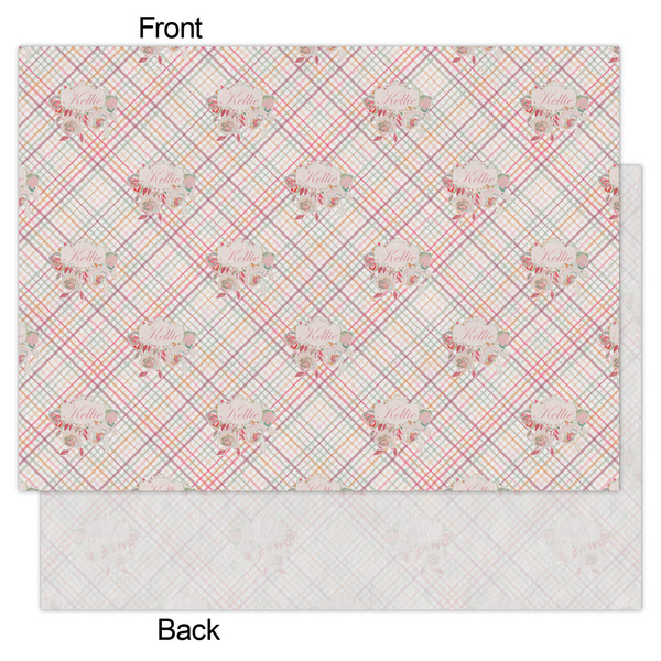 Modern Plaid & Floral Tissue Paper - Lightweight - Large - Front & Back