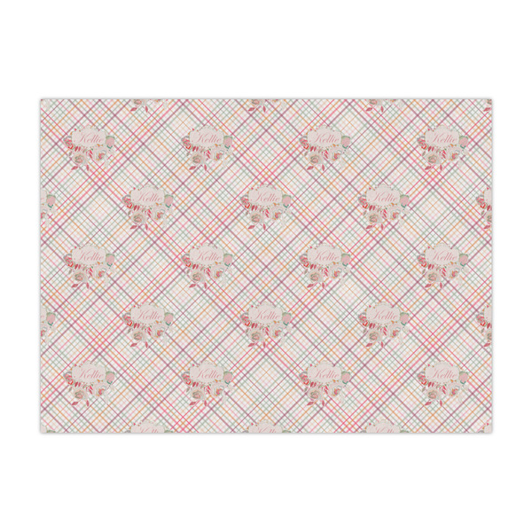 Custom Modern Plaid & Floral Tissue Paper Sheets - Large - Lightweight (Personalized)