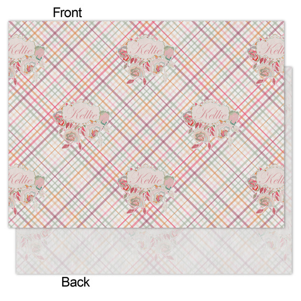 Modern Plaid & Floral Tissue Paper - Lightweight - Medium - Front & Back