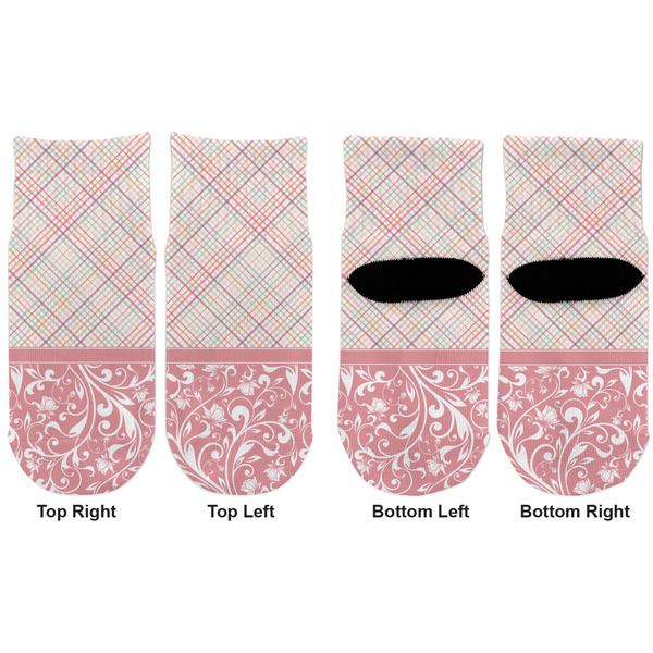 Modern Plaid & Floral Toddler Ankle Socks - Double Pair - Front and Back - Apvl