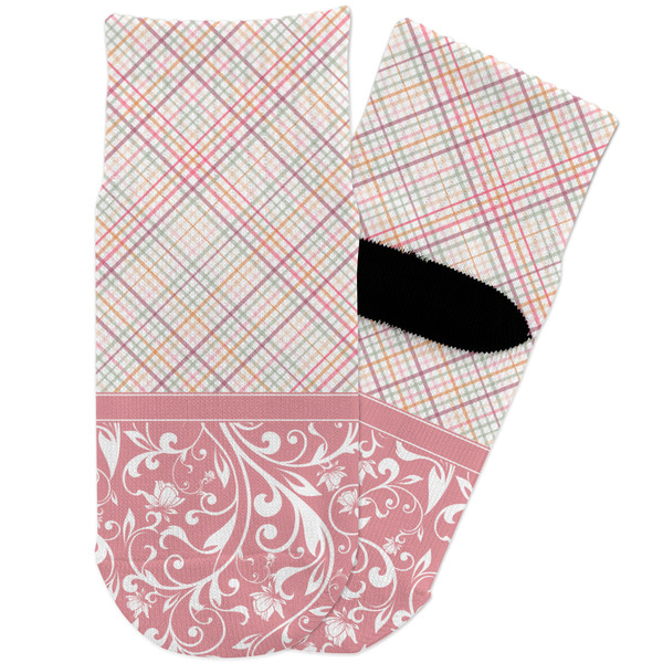 Custom Modern Plaid & Floral Toddler Ankle Socks