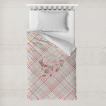 Modern Plaid & Floral Toddler Duvet Cover w/ Name or Text