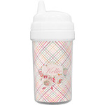 Modern Plaid & Floral Toddler Sippy Cup (Personalized)