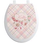 Modern Plaid & Floral Toilet Seat Decal (Personalized)