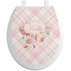 Modern Plaid & Floral Toilet Seat Decal (Personalized)