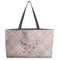 Modern Plaid & Floral Tote w/Black Handles - Front View