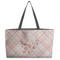 Modern Plaid & Floral Beach Totes Bag - w/ Black Handles (Personalized)
