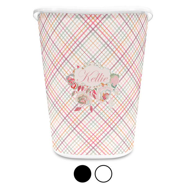 Modern Plaid & Floral Trash Can Aggregate