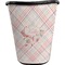 Modern Plaid & Floral Waste Basket - Single Sided (Black) (Personalized)
