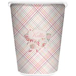 Modern Plaid & Floral Waste Basket - Double Sided (White) (Personalized)