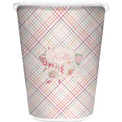 Modern Plaid & Floral Waste Basket (Personalized)