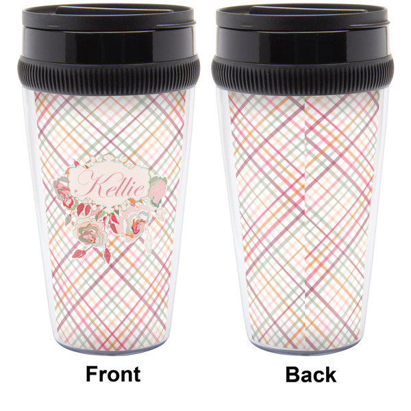 Modern Plaid & Floral Travel Mug Approval (Personalized)