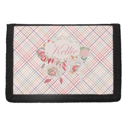 Modern Plaid & Floral Trifold Wallet (Personalized)