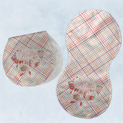 Modern Plaid & Floral Burp Pads - Velour - Set of 2 w/ Name or Text