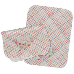 Modern Plaid & Floral Burp Cloths - Fleece - Set of 2 w/ Name or Text