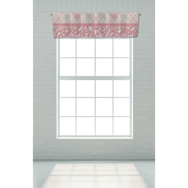 Modern Plaid & Floral Valance - On window