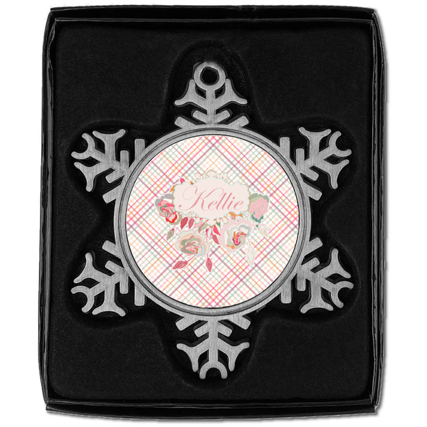Modern Plaid & Floral Vintage Snowflake - In box