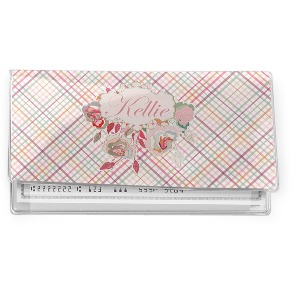 Custom Modern Plaid & Floral Vinyl Checkbook Cover (Personalized)