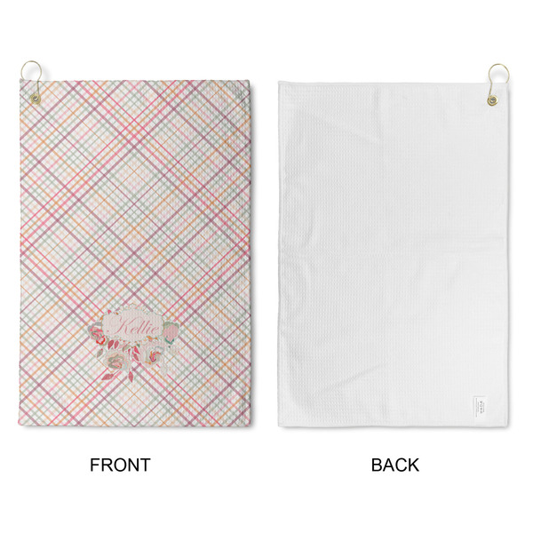 Modern Plaid & Floral Waffle Weave Golf Towel - Approval