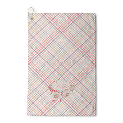 Modern Plaid & Floral Waffle Weave Golf Towel (Personalized)