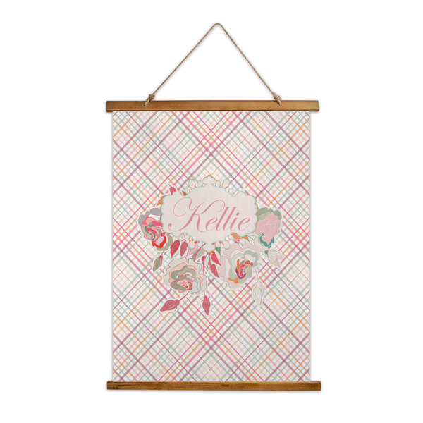 Custom Modern Plaid & Floral Wall Hanging Tapestry - Tall (Personalized)