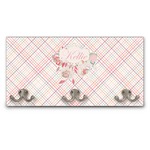 Modern Plaid & Floral Wall Mounted Coat Rack (Personalized)