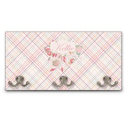 Modern Plaid & Floral Wall Mounted Coat Rack (Personalized)