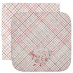 Modern Plaid & Floral Facecloth / Wash Cloth (Personalized)