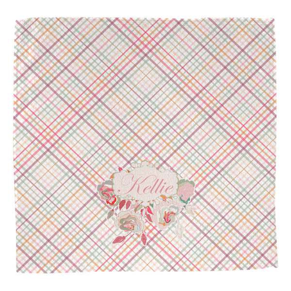 Modern Plaid & Floral Washcloth - Front - No Soap