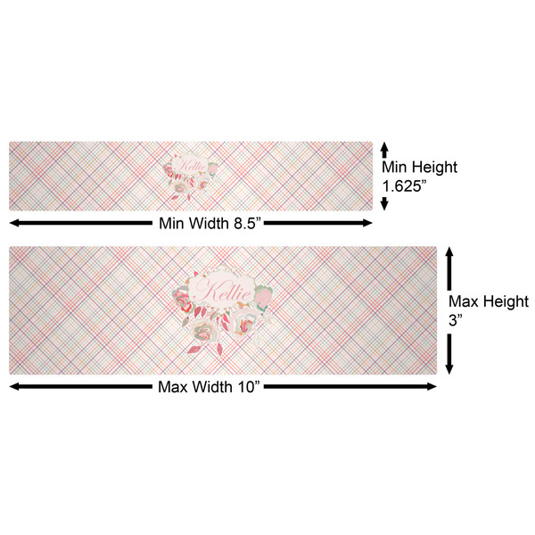 Modern Plaid & Floral Water Bottle Labels w/ Dimensions