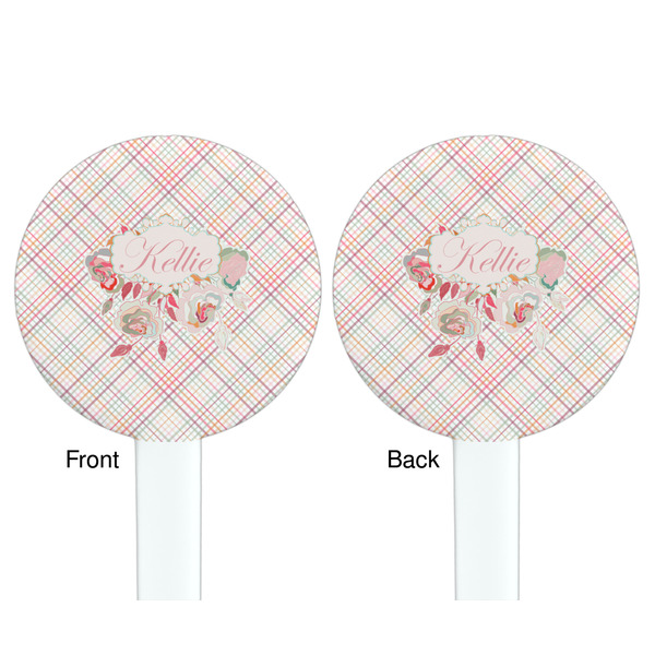 Modern Plaid & Floral White Plastic 7" Stir Stick - Double Sided - Round - Front & Back