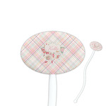 Modern Plaid & Floral 7" Oval Plastic Stir Sticks - White - Double Sided (Personalized)