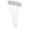 Modern Plaid & Floral White Plastic Stir Stick - Double Sided - Square - Front
